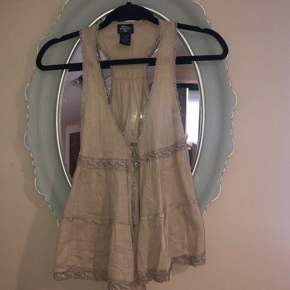 Beige Flowy Tank